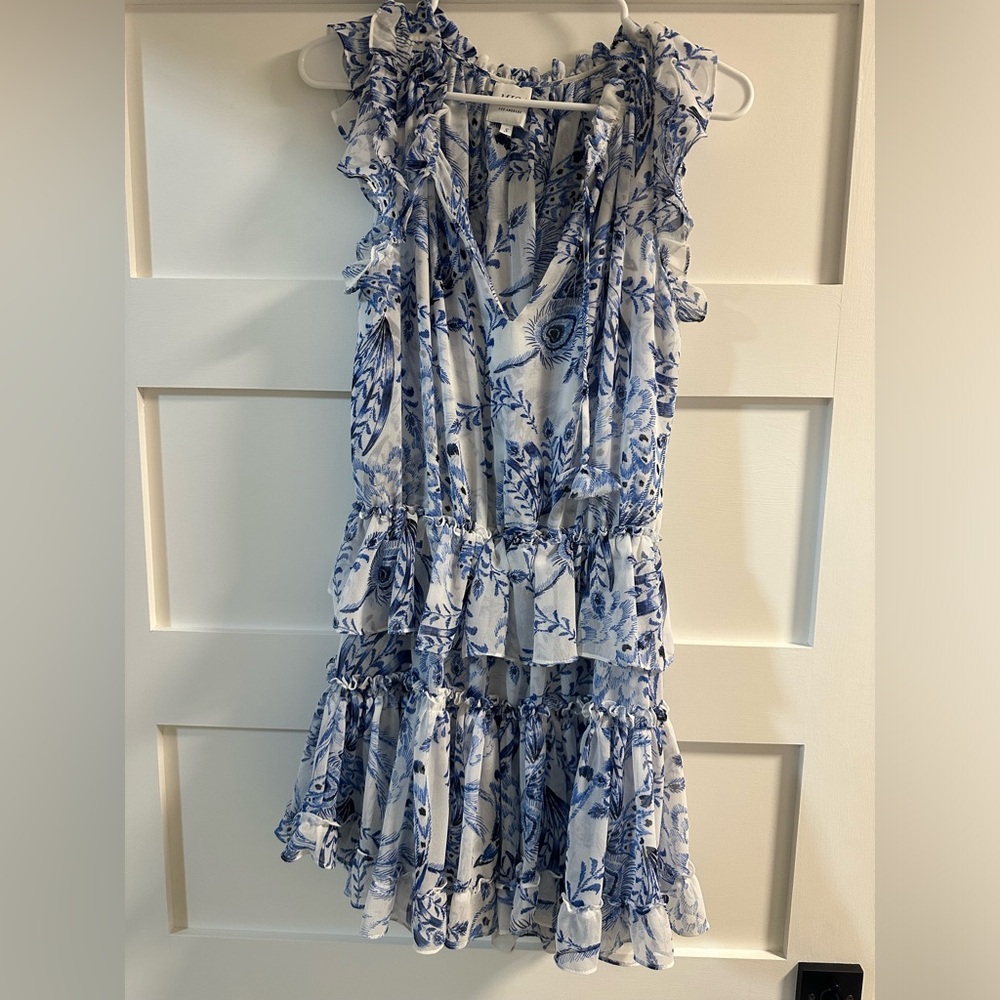 blue and white misa dress size small
